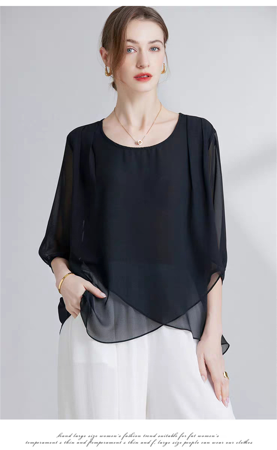 Chemisier coréen en mousseline - Asymmetric Top Women avis et prix