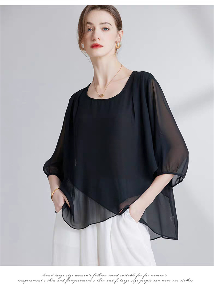 Chemisier coréen en mousseline - Asymmetric Top Women avis et prix
