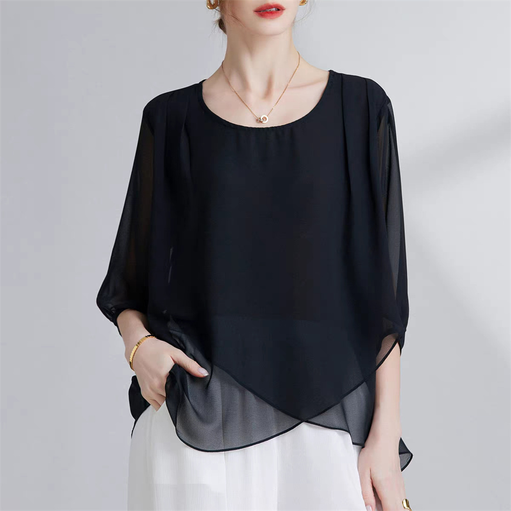 Chemisier coréen en mousseline - Asymmetric Top Women avis et prix