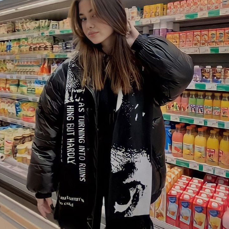Écharpe tricotée à imprimé jac - Women'S Y2K Fashion Aesthetic avis et prix