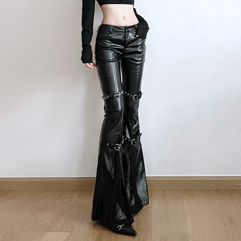 Pantalon évasé en cuir PU pour - Women'S Y2K Fashion Aesthetic avis et prix